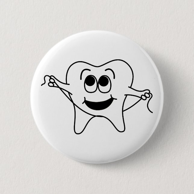 Mr. Happy Tooth 2 Inch Round Button (Front)
