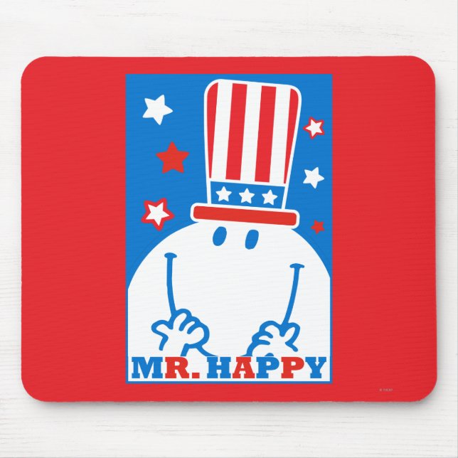 Mr. Happy With Patriotic Hat Mouse Pad (Front)