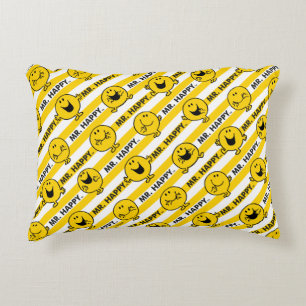 Mr Happy   Yellow Stripes Pattern Accent Pillow