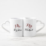 Mr. Her & Mrs. Him Coffee Mug Set<br><div class="desc">Playful and fun new names for the Mr. & Mrs.,  whether they're newly married or long-time newlyweds.</div>