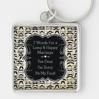 Mr. Hipster Moustache 7 Words Happy Marriage Keychain