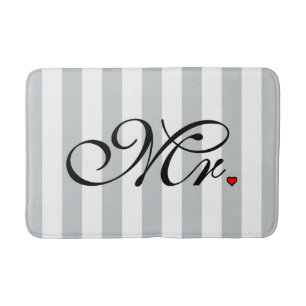 Mr. Husband Groom Click to Customize Colour Stripe Bath Mat