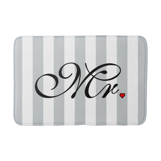 Mr. Husband Groom Click to Customize Colour Stripe Bath Mat (Front)