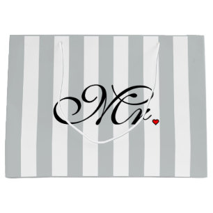 Mr. Husband Groom Click to Customize Colour Stripe Large Gift Bag