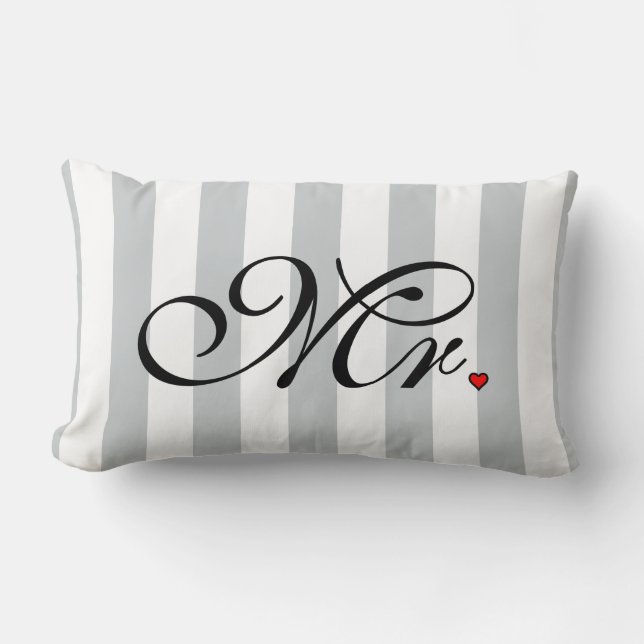Mr. Husband Groom Click to Customize Colour Stripe Lumbar Pillow (Front)