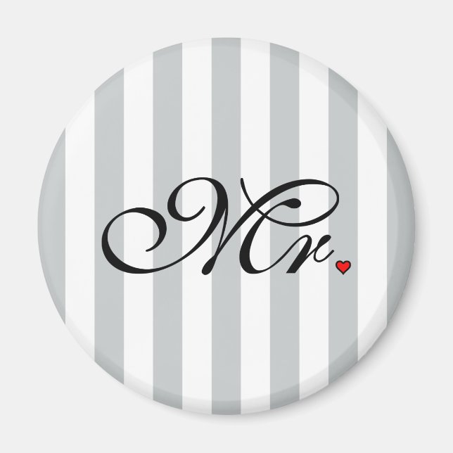Mr. Husband Groom Click to Customize Colour Stripe Magnet (Front)