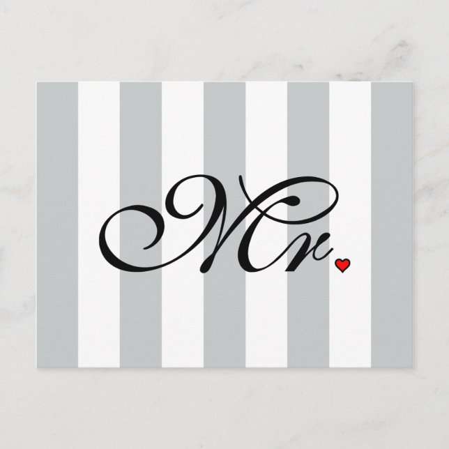 Mr. Husband Groom Click to Customize Colour Stripe Postcard (Front)