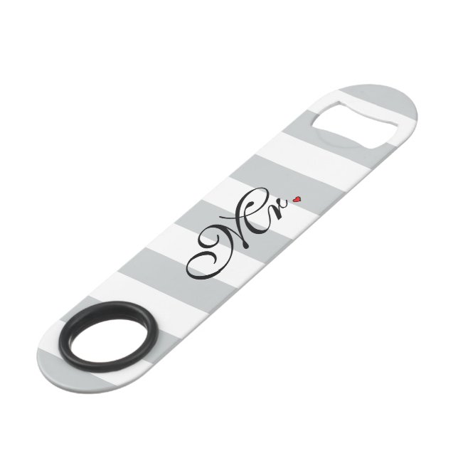 Mr. Husband Groom Click to Customize Colour Stripe Speed Bottle Opener (Front Angled)