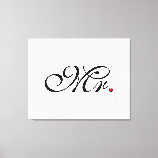 Mr. Husband Groom His Her Newly Weds Canvas Print (Front)