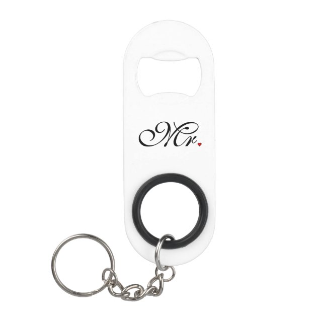 Mr. Husband Groom His Her Newly Weds Mini Bottle Opener (Front)