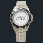 Mr. Husband Groom His Her Newly Weds Watch<br><div class="desc">Click the "CUSTOMIZE IT!" button to reveal a colour selector and change the background colour of this product to your favourite custom colour. A classic monogram for Mr. and Mrs. for newly weds established couples mom dad girlfriend or boyfriend. A perfect last minute gift idea. Mr. and Mrs. Husband Wife...</div>