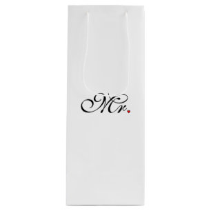 Mr. Husband Groom His Her Newly Weds Wine Gift Bag