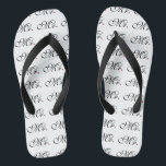 Mr. Husband Groom His Hers Newly Weds Flip Flops<br><div class="desc">Mr. and Mrs. Husband Wife His Hers Newly Weds on a custom set of flip flops to wear or to share. Embroidery designs you can easily personalize are available in a selection of popular colour options. Use the "Ask this Designer" link to contact us with your special design requests or...</div>