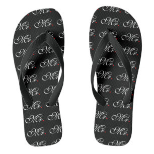 Mr. Husband Groom His Hers Newly Weds Flip Flops