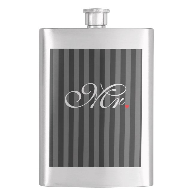 Mr. Husband Groom His Hers Newly Weds Hip Flask (Front)