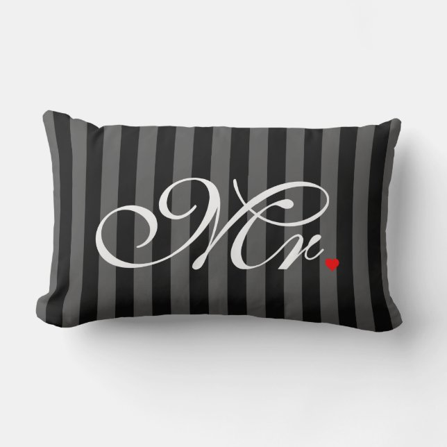 Mr. Husband Groom His Hers Newly Weds Lumbar Pillow (Front)