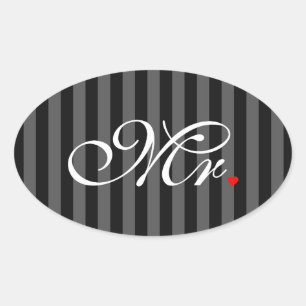 Mr. Husband Groom His Hers Newly Weds Oval Sticker