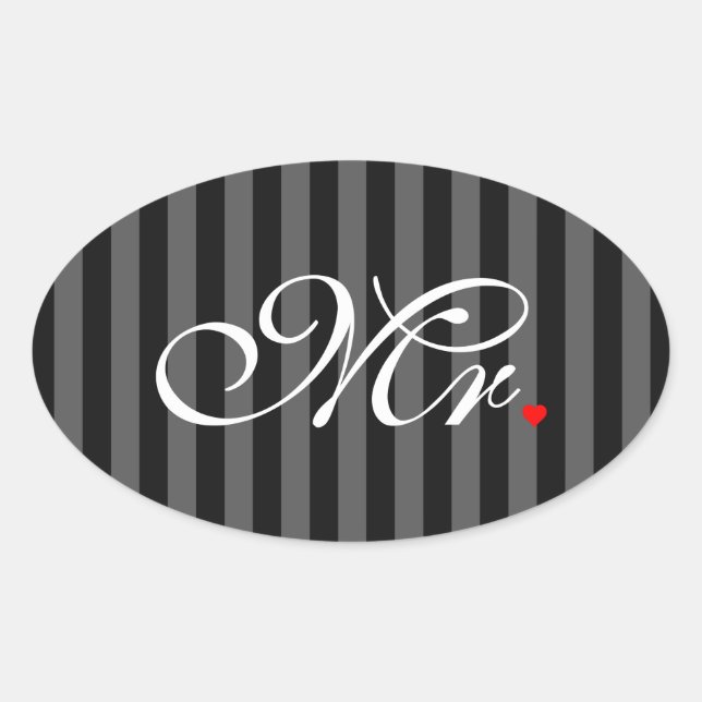 Mr. Husband Groom His Hers Newly Weds Oval Sticker (Front)