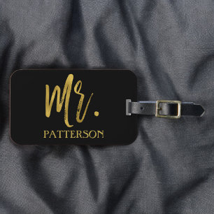 Mr. Last Name Gold Foil Luggage Bag Tag