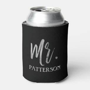 Mr. Last Name Silver Foil Can Cooler