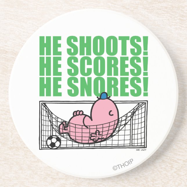 Mr. Lazy Napping In A Soccer Goal Coaster (Front)