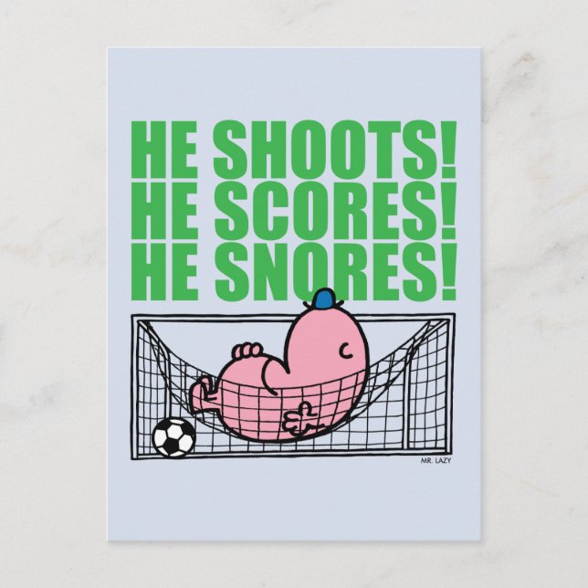 Mr. Lazy Napping In A Soccer Goal Postcard (Front)