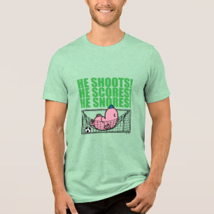 Mr. Lazy Napping In A Soccer Goal Tri-Blend Shirt