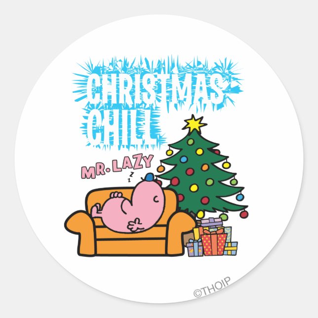 Mr. Lazy's Christmas Chill Classic Round Sticker (Front)