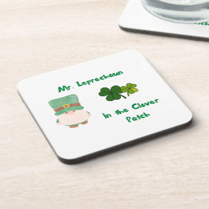 Mr. Leprechaun in the Clover Patch on a Coaster