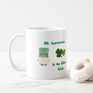 Mr. Leprechaun in the Clover Patch on a Coffee Mug
