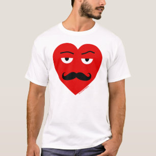 Mr. Love Red Heart With Eyes And Moustache T-shirt
