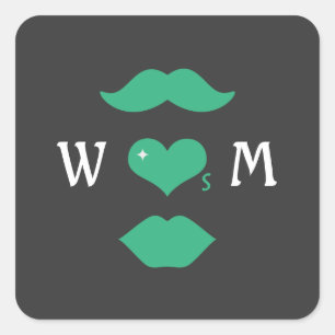 Mr Loves Mrs Monogram Square Sticker