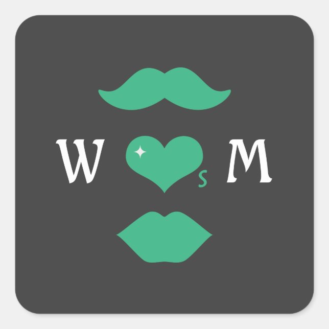 Mr Loves Mrs Monogram Square Sticker (Front)