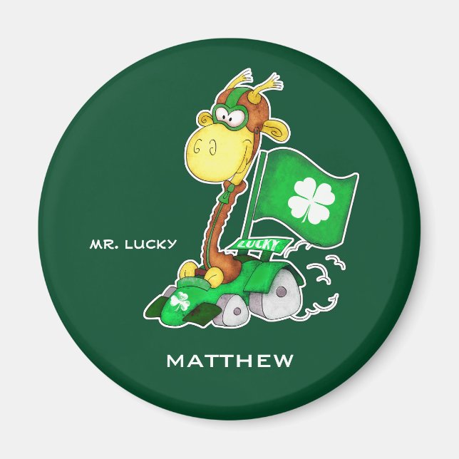 Mr. Lucky. Funny Giraffe St.Patrick's Day Custom  Magnet (Front)