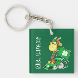 Mr. Lucky. Funny Giraffe St.Patrick's Day Gift Keychain