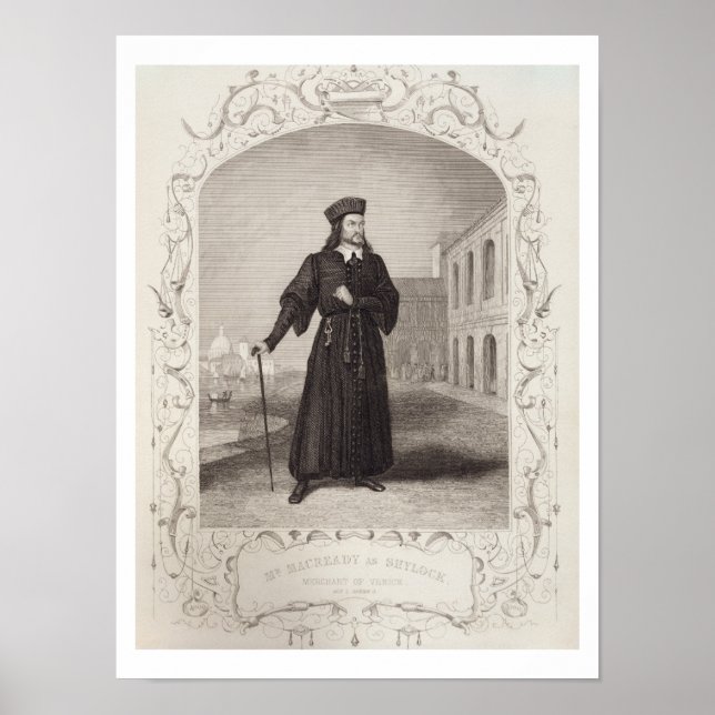Mr Macready as Shylock, Act I Scene 3, in 'The Mer Poster (Front)