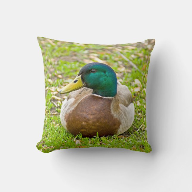 Mr. Mallard the Duck Throw Pillow (Front)