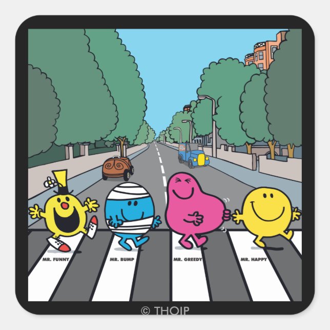 Mr. Men Abbey Road Walkers Square Sticker (Front)