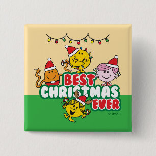 Mr Men Little Miss Best Christmas Ever 2 Inch Square Button