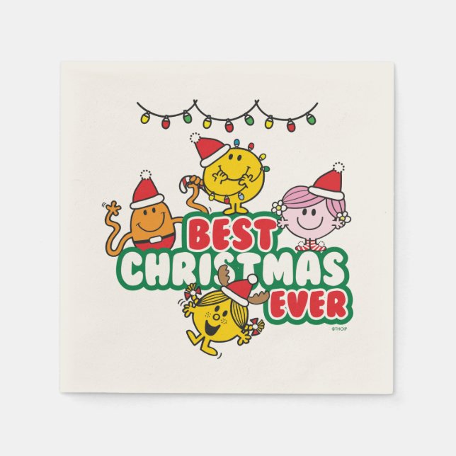 Mr Men Little Miss Best Christmas Ever Napkin (Front)