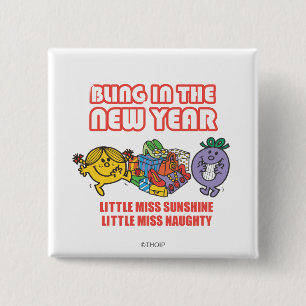 Mr. Men Little Miss Bling in the New Year 2 Inch Square Button