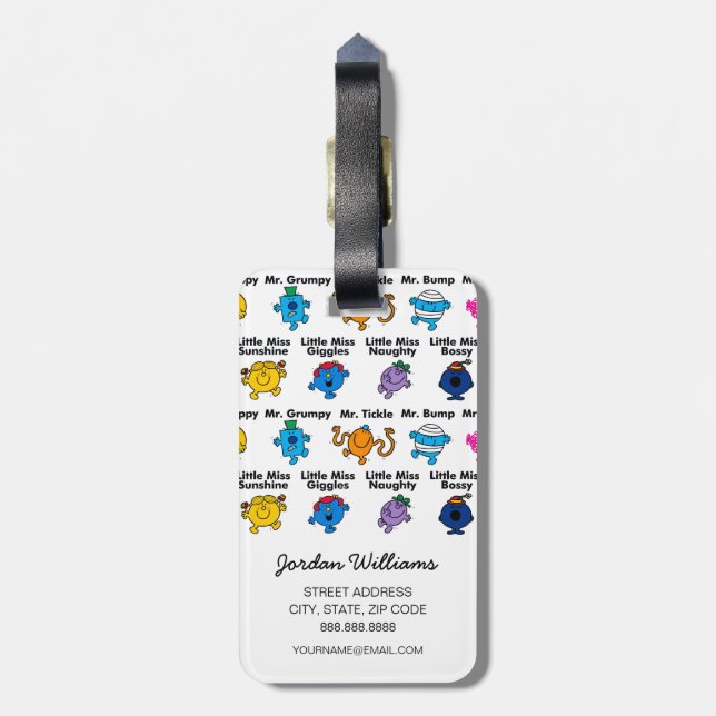 Mr Men & Little Miss | Character Names Luggage Tag (Back Vertical)