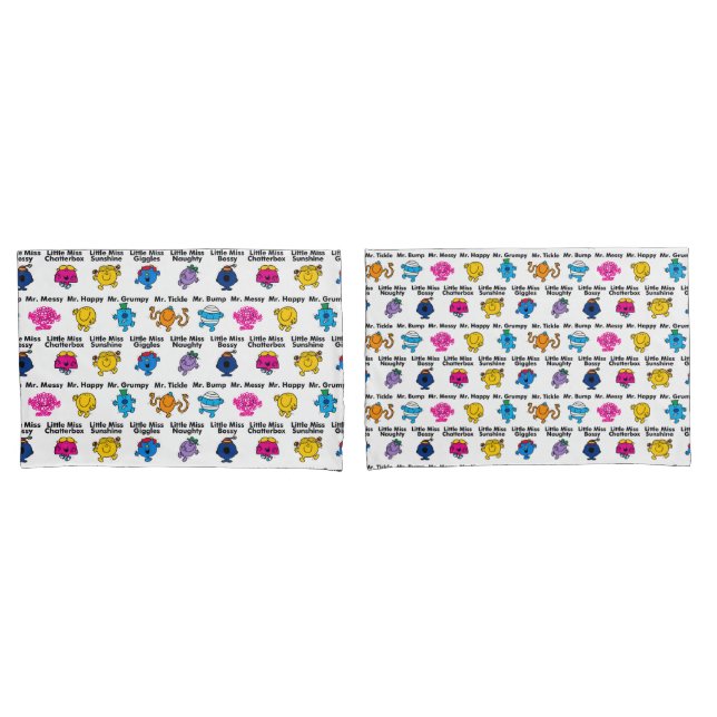 Mr Men & Little Miss | Character Names Pillowcase (Front-Set)