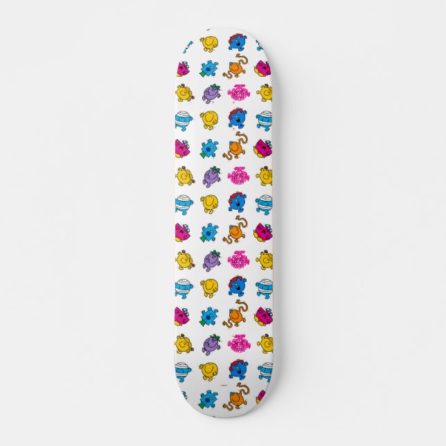 Mr Men & Little Miss | Dancing Neon Pattern Skateboard (Front)