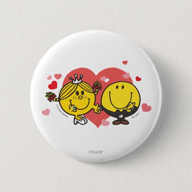 Mr. Men Little Miss Happy Sunshine Wedding 2 Inch Round Button (Front)
