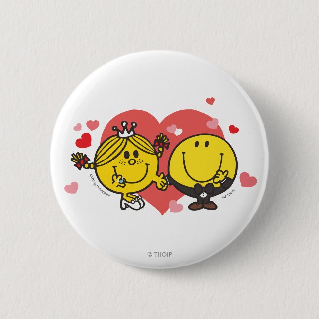 Mr. Men Little Miss Happy Sunshine Wedding 2 Inch Round Button (Front)