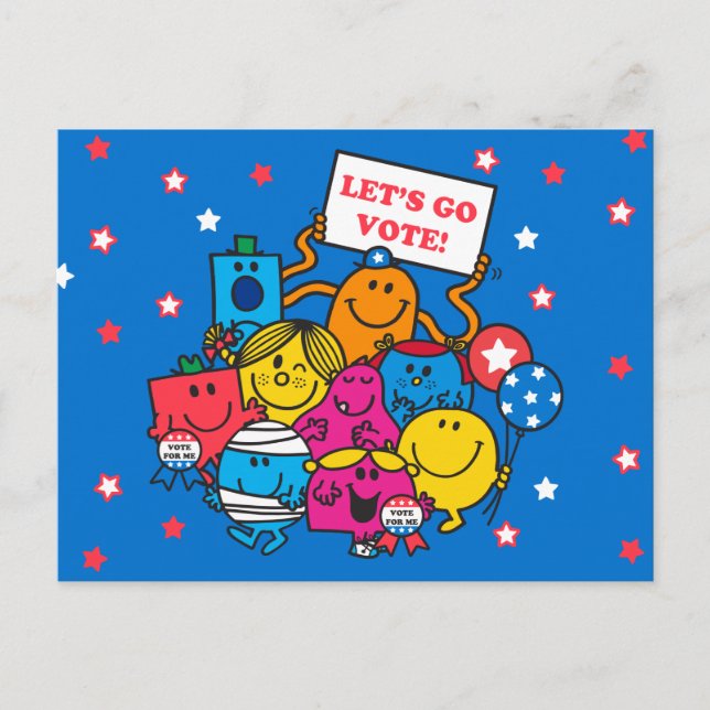 Mr. Men Little Miss Let's Go Vote! Postcard (Front)