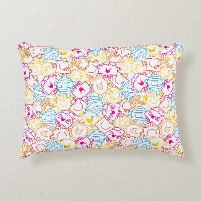 Mr Men & Little Miss | Neon Colours Pattern Accent Pillow (Front)