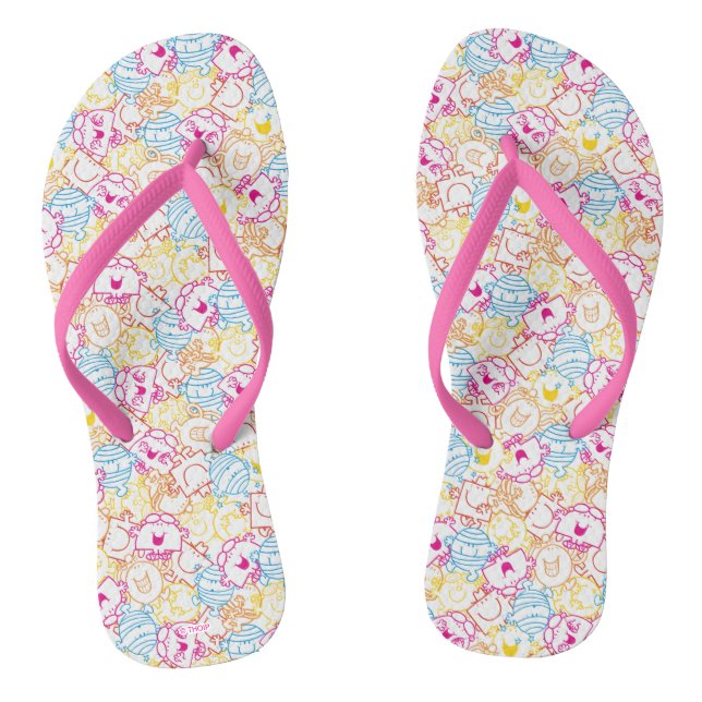 Mr Men & Little Miss | Neon Colours Pattern Flip Flops (Footbed)