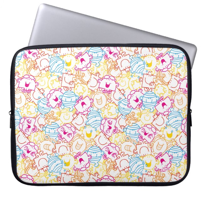 Mr Men & Little Miss | Neon Colours Pattern Laptop Sleeve (Front)